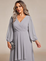 ever BRIAR|3/4 Sleeves Asymmetrical Hem A-Line Midi Wedding Guest Dress
