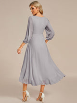 ever BRIAR|3/4 Sleeves Asymmetrical Hem A-Line Midi Wedding Guest Dress