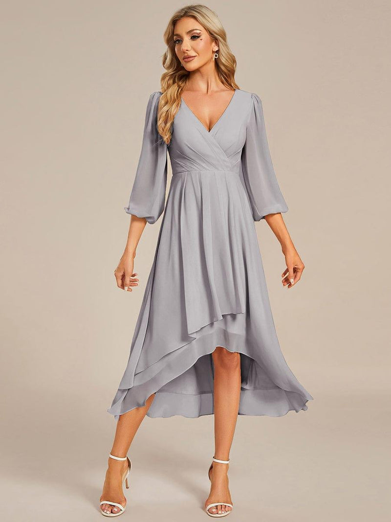 ever BRIAR|3/4 Sleeves Asymmetrical Hem A-Line Midi Wedding Guest Dress