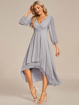 ever BRIAR|3/4 Sleeves Asymmetrical Hem A-Line Midi Wedding Guest Dress