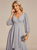 ever BRIAR|3/4 Sleeves Asymmetrical Hem A-Line Midi Wedding Guest Dress