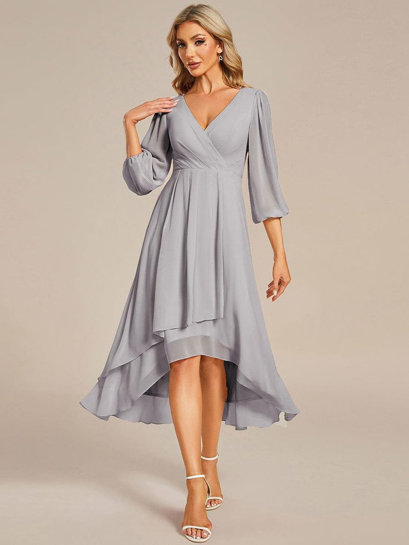 ever BRIAR|3/4 Sleeves Asymmetrical Hem A-Line Midi Wedding Guest Dress
