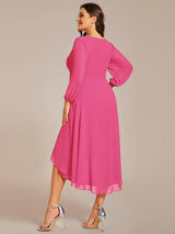 ever BRIAR|3/4 Sleeves Asymmetrical Hem A-Line Midi Wedding Guest Dress