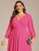 ever BRIAR|3/4 Sleeves Asymmetrical Hem A-Line Midi Wedding Guest Dress