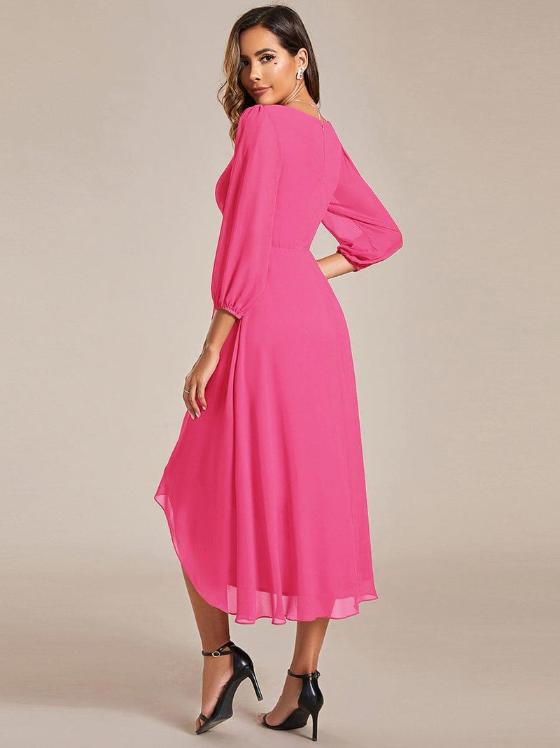 ever BRIAR|3/4 Sleeves Asymmetrical Hem A-Line Midi Wedding Guest Dress