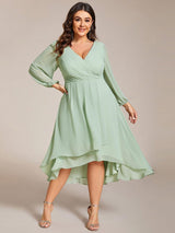 ever BRIAR|3/4 Sleeves Asymmetrical Hem A-Line Midi Wedding Guest Dress