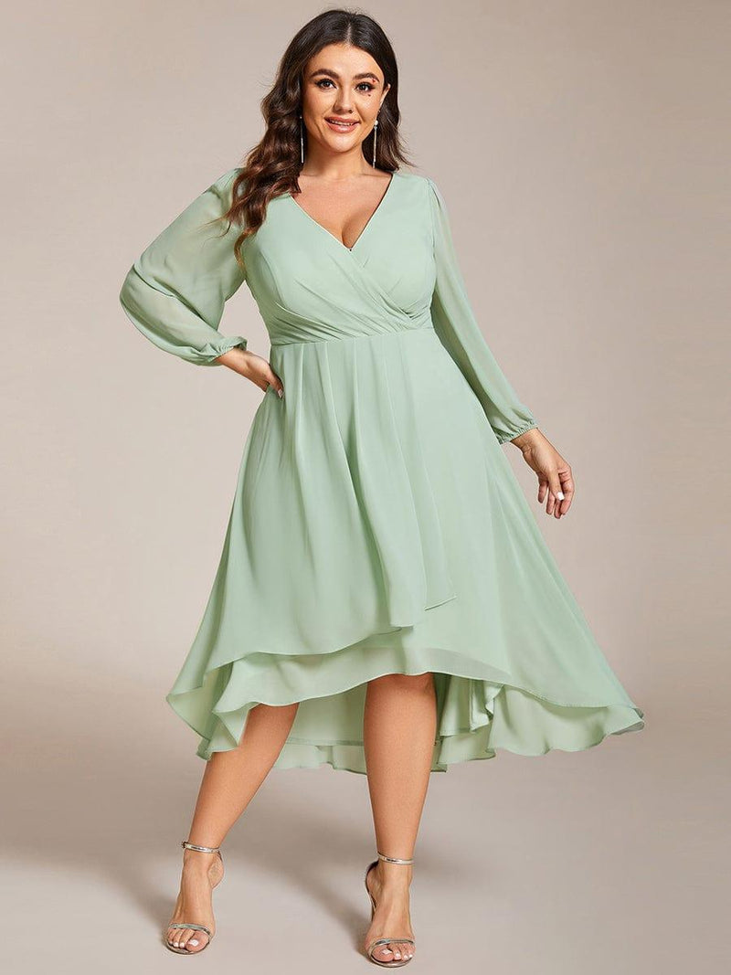 ever BRIAR|3/4 Sleeves Asymmetrical Hem A-Line Midi Wedding Guest Dress