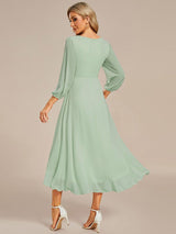 ever BRIAR|3/4 Sleeves Asymmetrical Hem A-Line Midi Wedding Guest Dress
