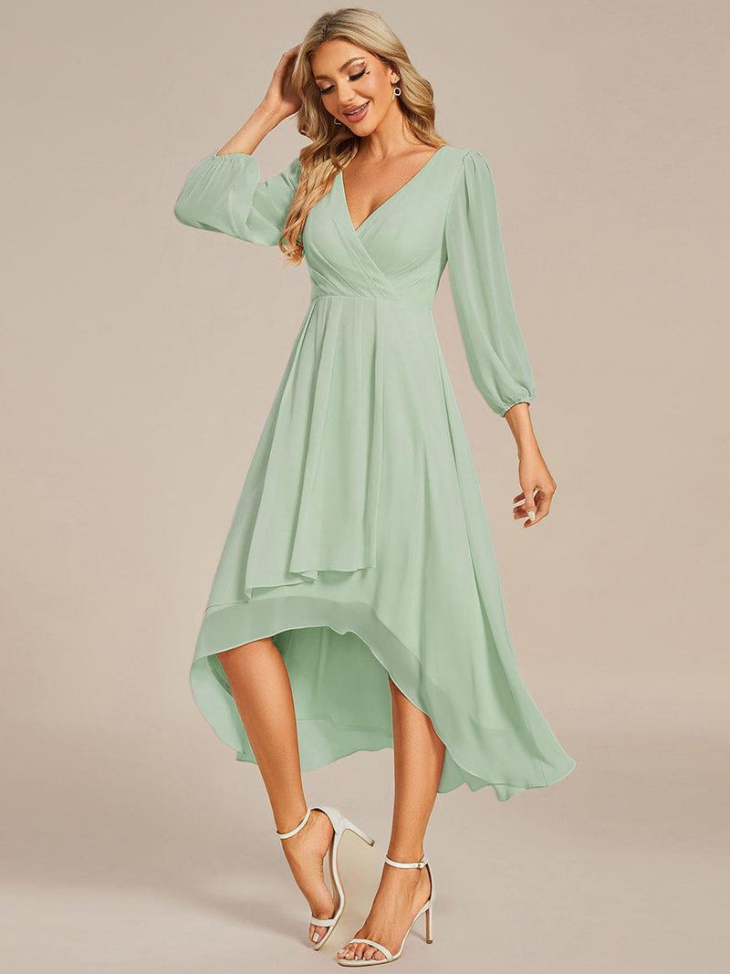 ever BRIAR|3/4 Sleeves Asymmetrical Hem A-Line Midi Wedding Guest Dress