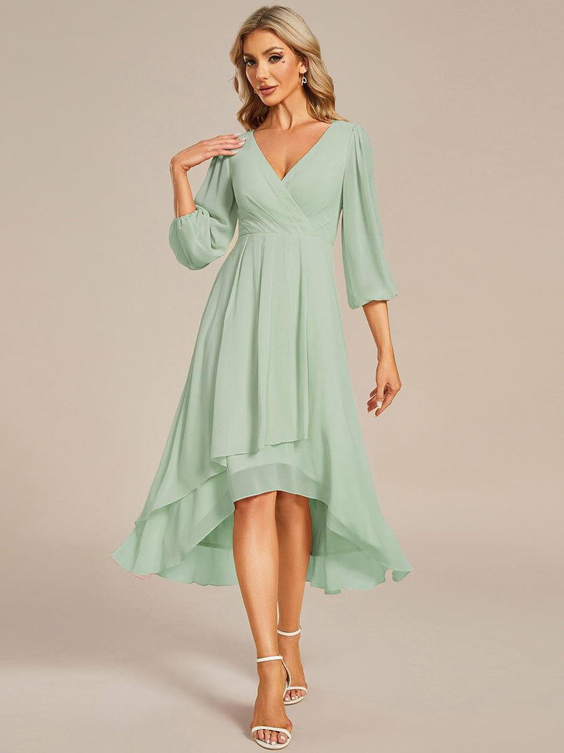 ever BRIAR|3/4 Sleeves Asymmetrical Hem A-Line Midi Wedding Guest Dress