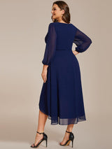ever BRIAR|3/4 Sleeves Asymmetrical Hem A-Line Midi Wedding Guest Dress