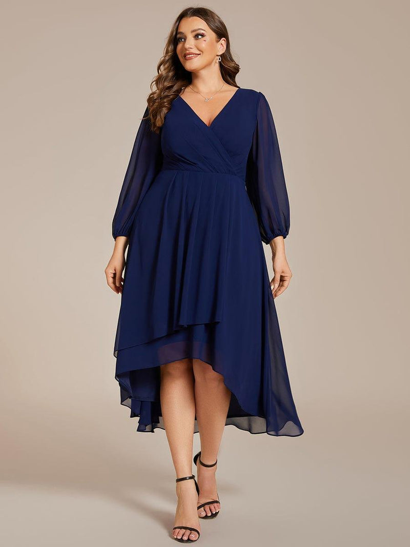 ever BRIAR|3/4 Sleeves Asymmetrical Hem A-Line Midi Wedding Guest Dress