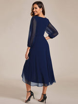 ever BRIAR|3/4 Sleeves Asymmetrical Hem A-Line Midi Wedding Guest Dress