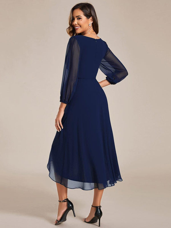 ever BRIAR|3/4 Sleeves Asymmetrical Hem A-Line Midi Wedding Guest Dress