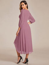 ever BRIAR|3/4 Sleeves Asymmetrical Hem A-Line Midi Wedding Guest Dress