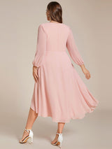 ever BRIAR|3/4 Sleeves Asymmetrical Hem A-Line Midi Wedding Guest Dress