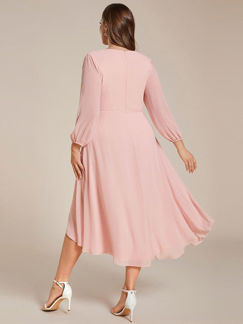 ever BRIAR|3/4 Sleeves Asymmetrical Hem A-Line Midi Wedding Guest Dress