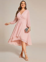 ever BRIAR|3/4 Sleeves Asymmetrical Hem A-Line Midi Wedding Guest Dress