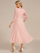 ever BRIAR|3/4 Sleeves Asymmetrical Hem A-Line Midi Wedding Guest Dress