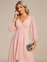 ever BRIAR|3/4 Sleeves Asymmetrical Hem A-Line Midi Wedding Guest Dress