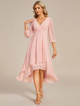 ever BRIAR|3/4 Sleeves Asymmetrical Hem A-Line Midi Wedding Guest Dress
