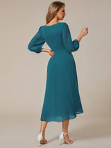 ever BRIAR|3/4 Sleeves Asymmetrical Hem A-Line Midi Wedding Guest Dress