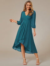 ever BRIAR|3/4 Sleeves Asymmetrical Hem A-Line Midi Wedding Guest Dress