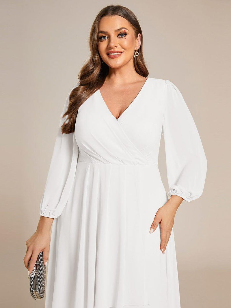 ever BRIAR|3/4 Sleeves Asymmetrical Hem A-Line Midi Wedding Guest Dress