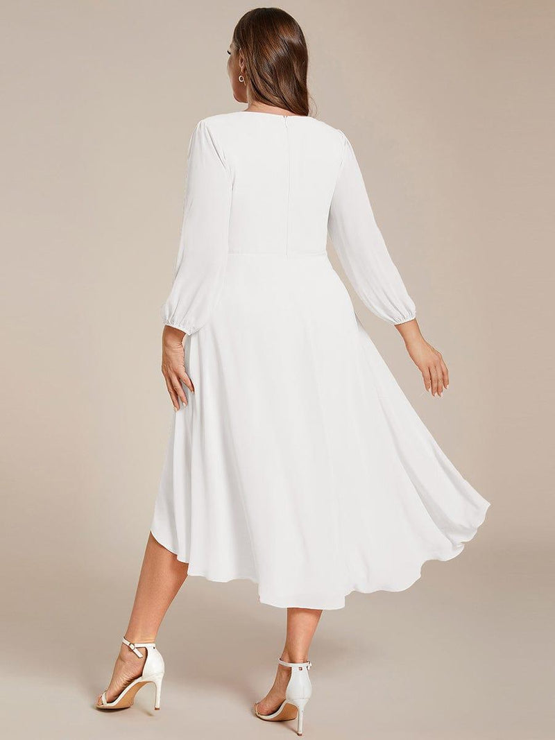 ever BRIAR|3/4 Sleeves Asymmetrical Hem A-Line Midi Wedding Guest Dress