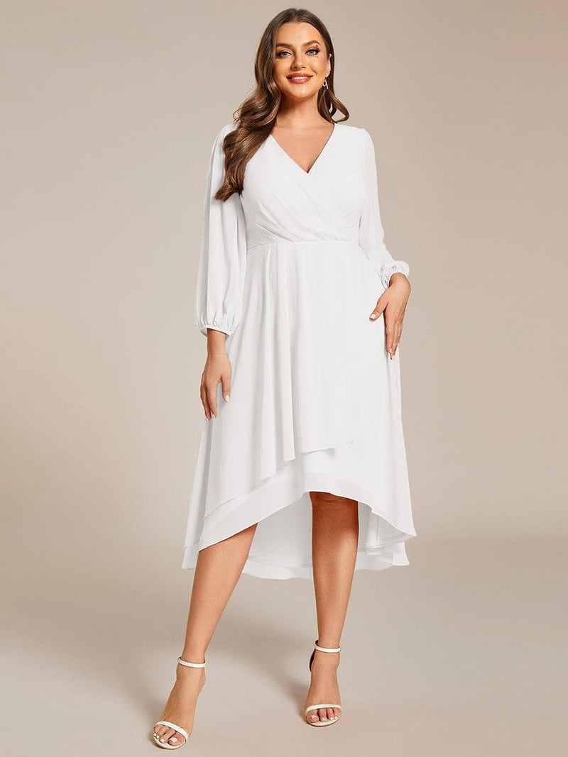 ever BRIAR|3/4 Sleeves Asymmetrical Hem A-Line Midi Wedding Guest Dress