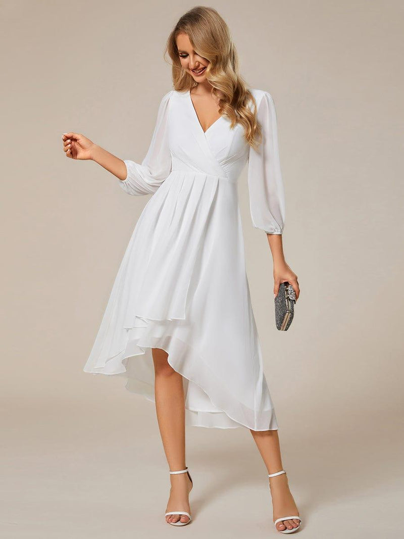 ever BRIAR|3/4 Sleeves Asymmetrical Hem A-Line Midi Wedding Guest Dress