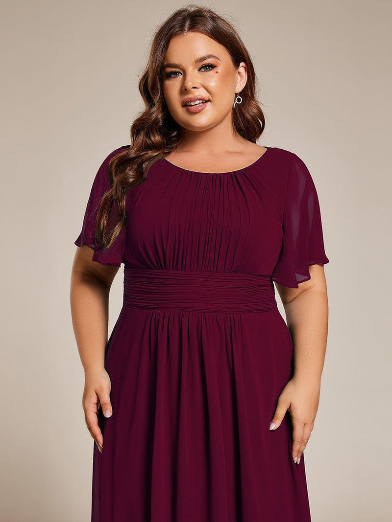 ever EDEN|Flowy Chiffon Round Neckline A-Line Knee Length Wedding Guest Dress