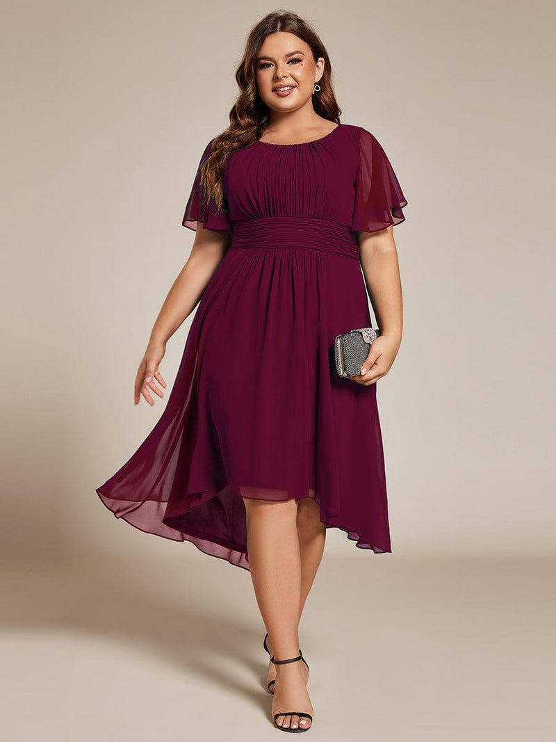 ever EDEN|Flowy Chiffon Round Neckline A-Line Knee Length Wedding Guest Dress