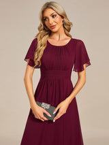 ever EDEN|Flowy Chiffon Round Neckline A-Line Knee Length Wedding Guest Dress