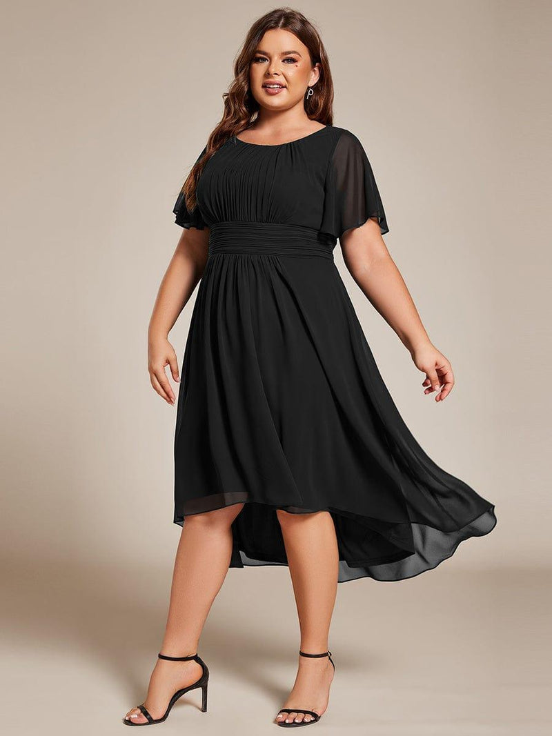 ever EDEN|Flowy Chiffon Round Neckline A-Line Knee Length Wedding Guest Dress
