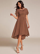 ever EDEN|Flowy Chiffon Round Neckline A-Line Knee Length Wedding Guest Dress