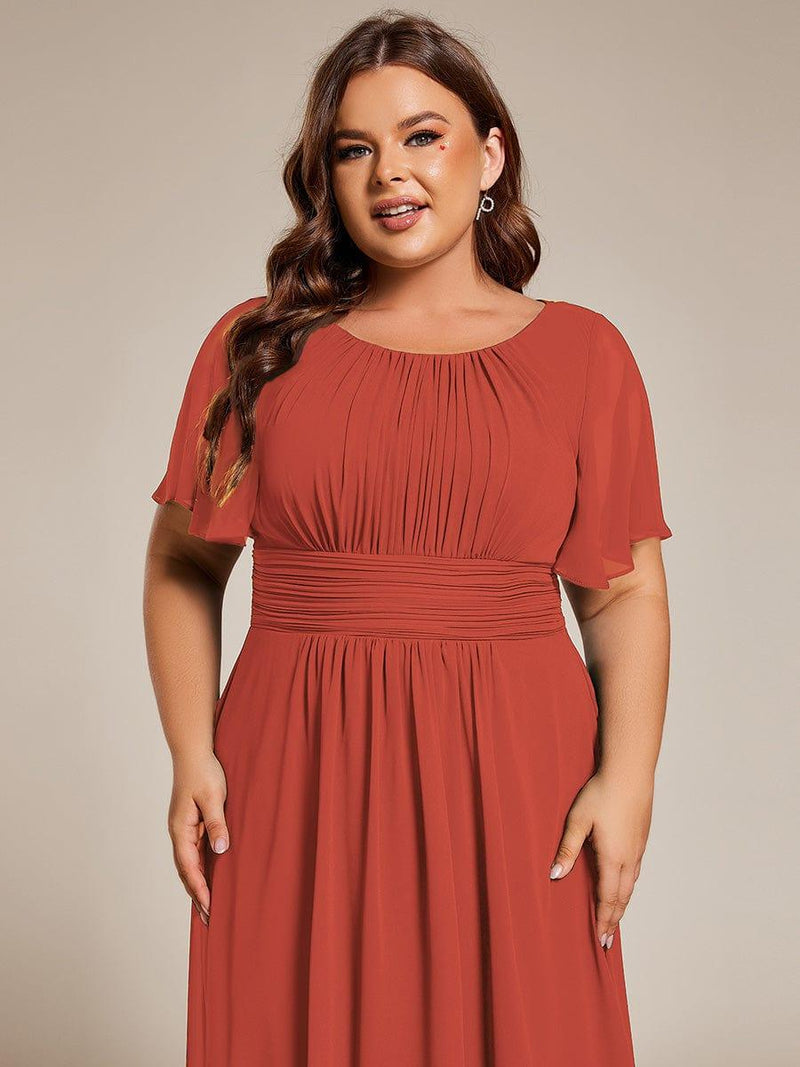 ever EDEN|Flowy Chiffon Round Neckline A-Line Knee Length Wedding Guest Dress