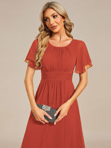 ever EDEN|Flowy Chiffon Round Neckline A-Line Knee Length Wedding Guest Dress