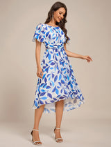 ever EDEN|Flowy Chiffon Round Neckline A-Line Knee Length Wedding Guest Dress