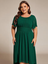ever EDEN|Flowy Chiffon Round Neckline A-Line Knee Length Wedding Guest Dress