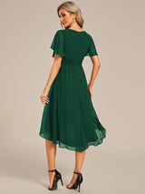 ever EDEN|Flowy Chiffon Round Neckline A-Line Knee Length Wedding Guest Dress