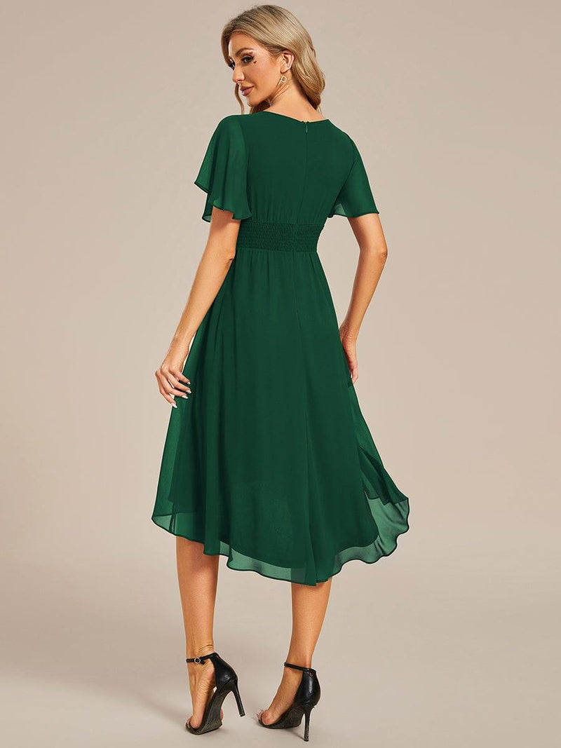 ever EDEN|Flowy Chiffon Round Neckline A-Line Knee Length Wedding Guest Dress