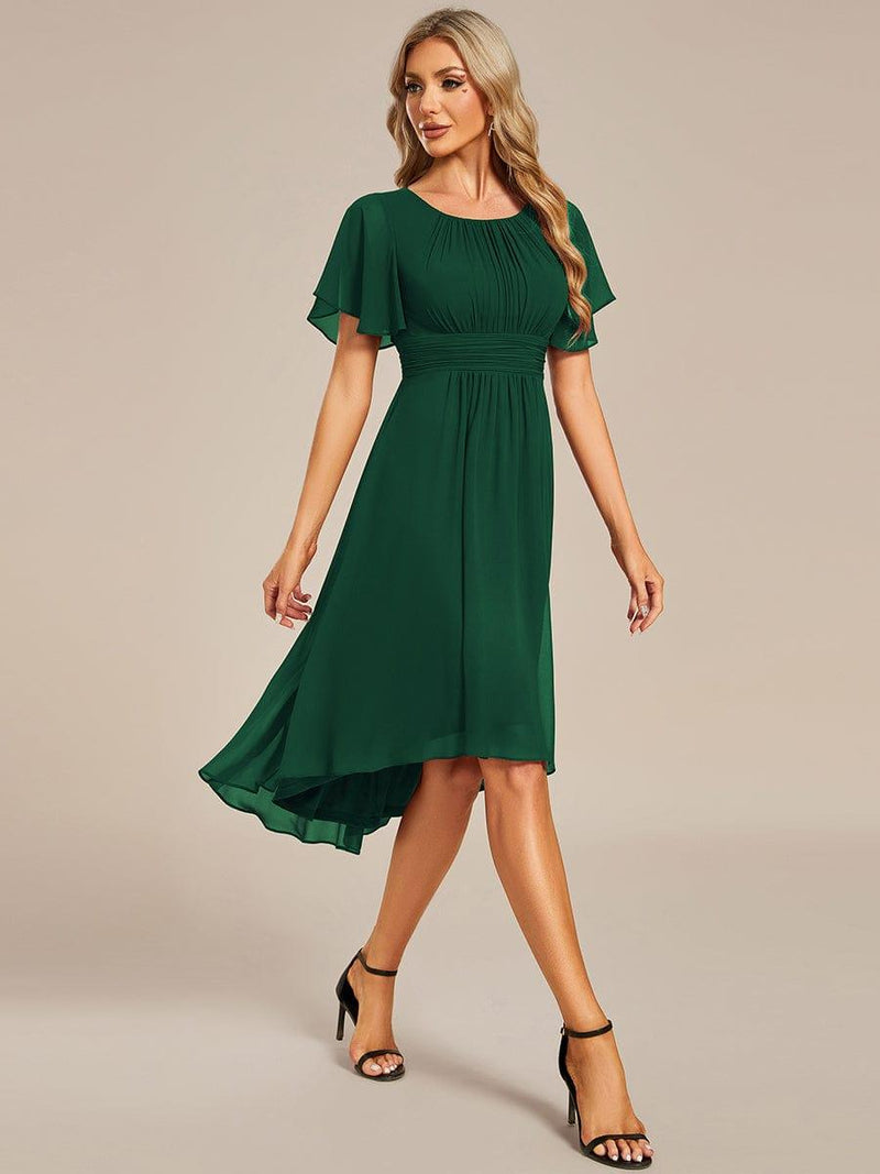 ever EDEN|Flowy Chiffon Round Neckline A-Line Knee Length Wedding Guest Dress