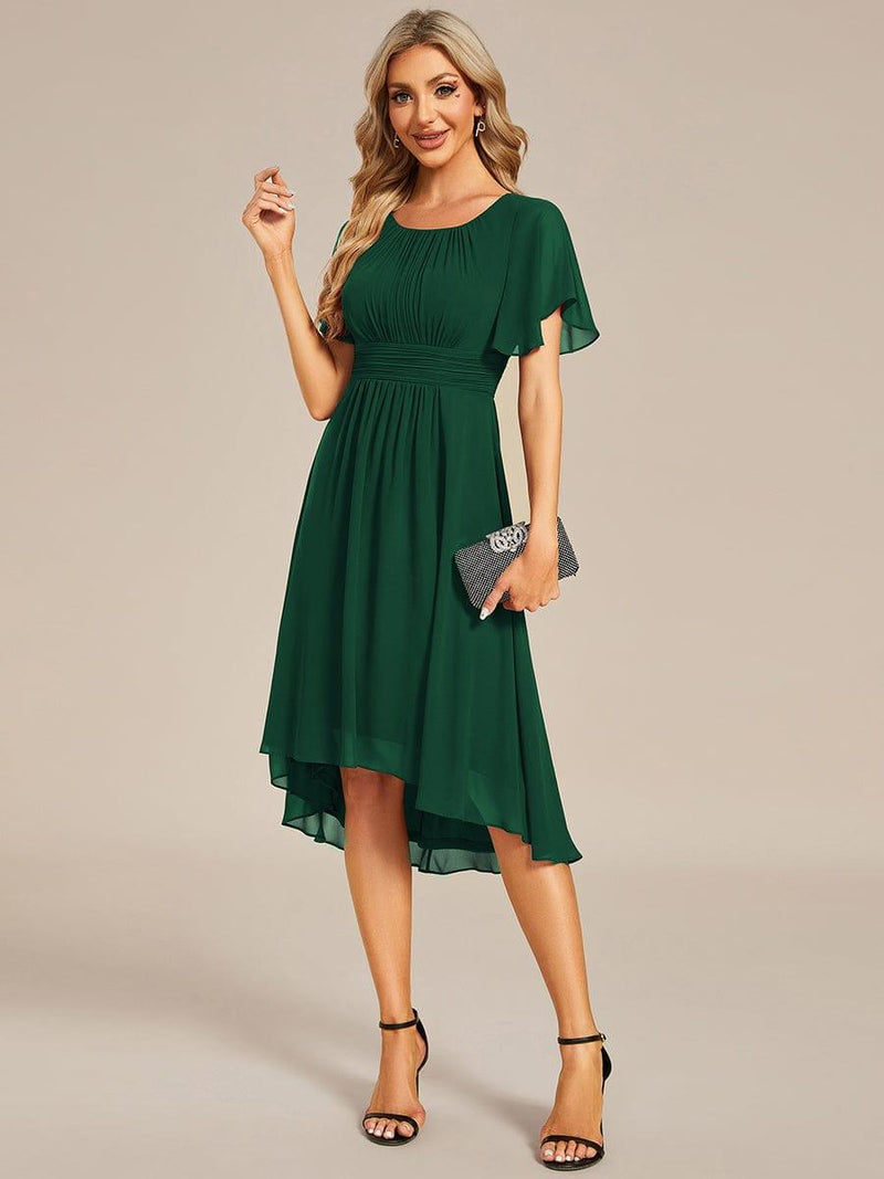 ever EDEN|Flowy Chiffon Round Neckline A-Line Knee Length Wedding Guest Dress