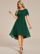 ever EDEN|Flowy Chiffon Round Neckline A-Line Knee Length Wedding Guest Dress