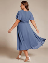 ever EDEN|Flowy Chiffon Round Neckline A-Line Knee Length Wedding Guest Dress