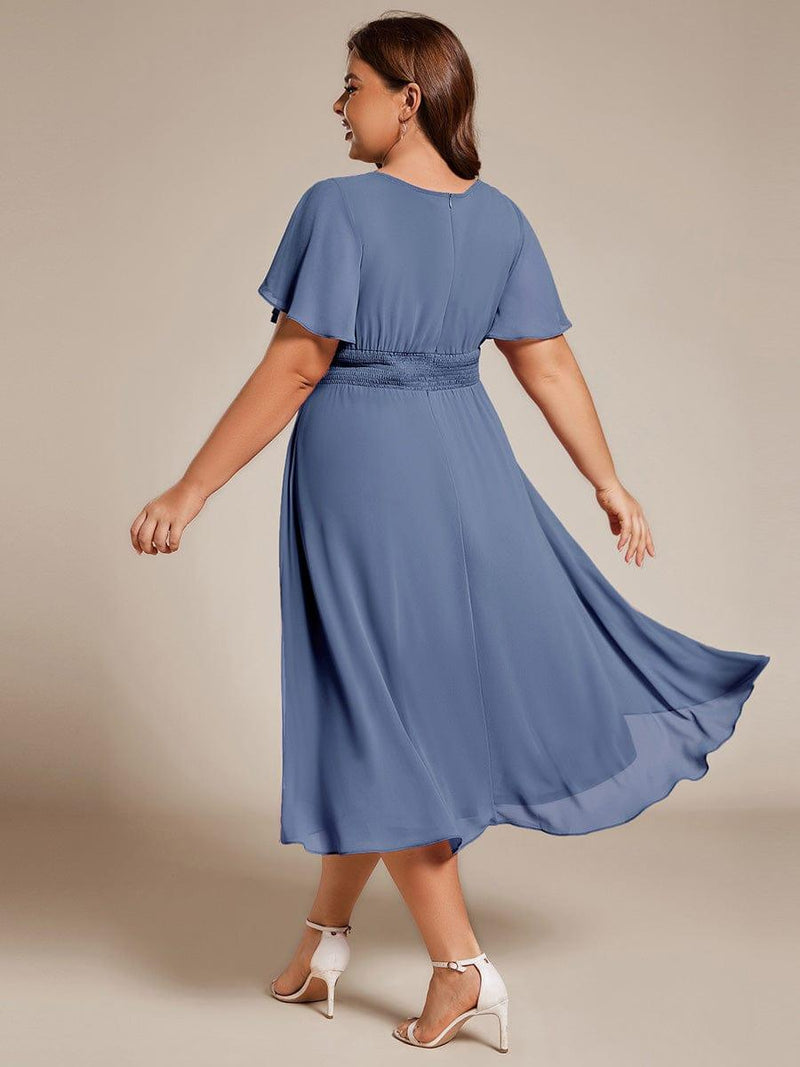 ever EDEN|Flowy Chiffon Round Neckline A-Line Knee Length Wedding Guest Dress