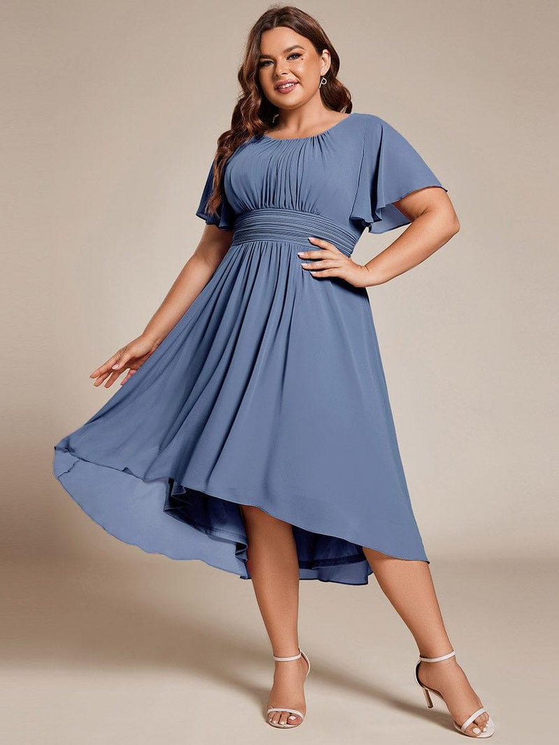 ever EDEN|Flowy Chiffon Round Neckline A-Line Knee Length Wedding Guest Dress