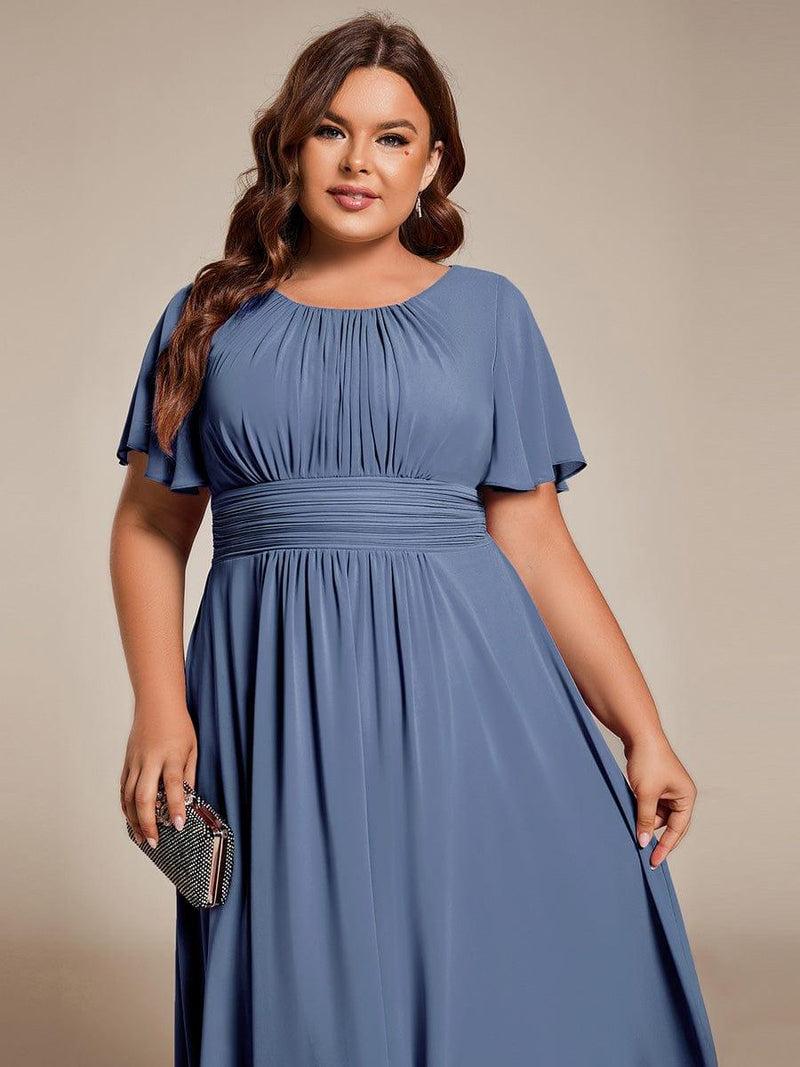 ever EDEN|Flowy Chiffon Round Neckline A-Line Knee Length Wedding Guest Dress