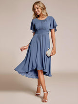 ever EDEN|Flowy Chiffon Round Neckline A-Line Knee Length Wedding Guest Dress